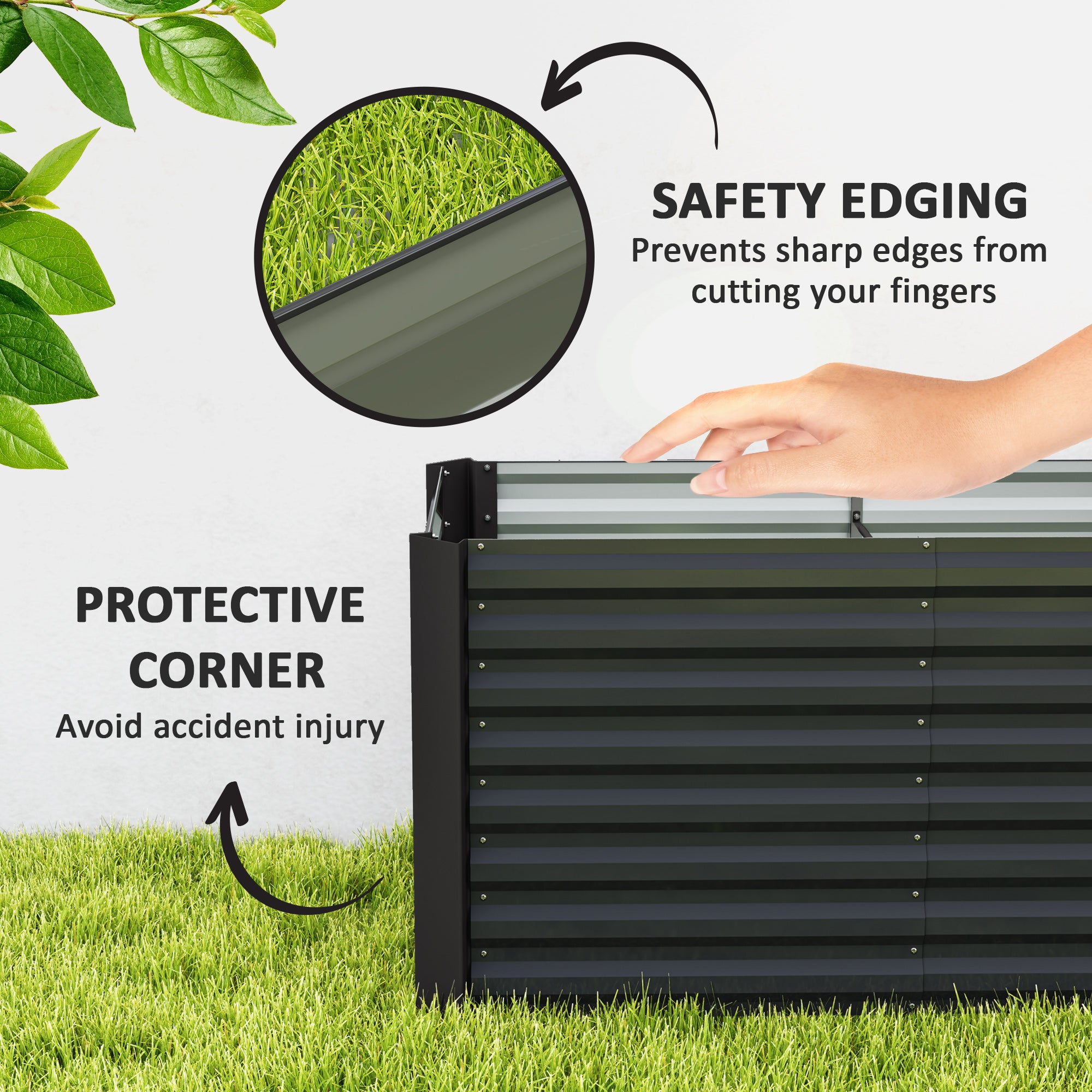 Set of 2 Galvanized Metal Planters for Outdoor Plants, 4' x 2' x 2' Raised Garden Bed, Dark Grey