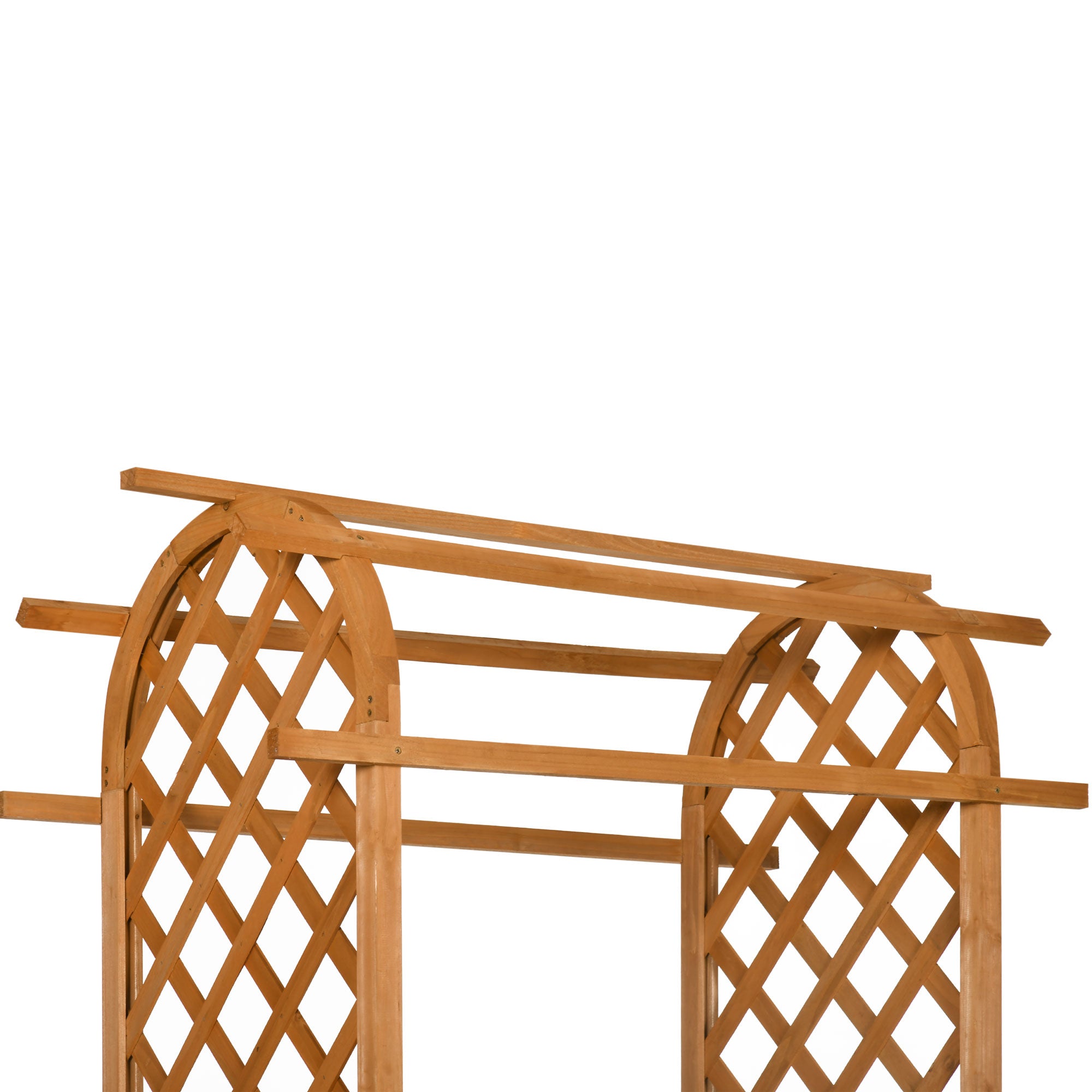 7.7FT Garden Arch with 2 Foldable Planter Boxes, Outdoor Wooden Trellis Arbor for Ceremony Party Weddings, Brown