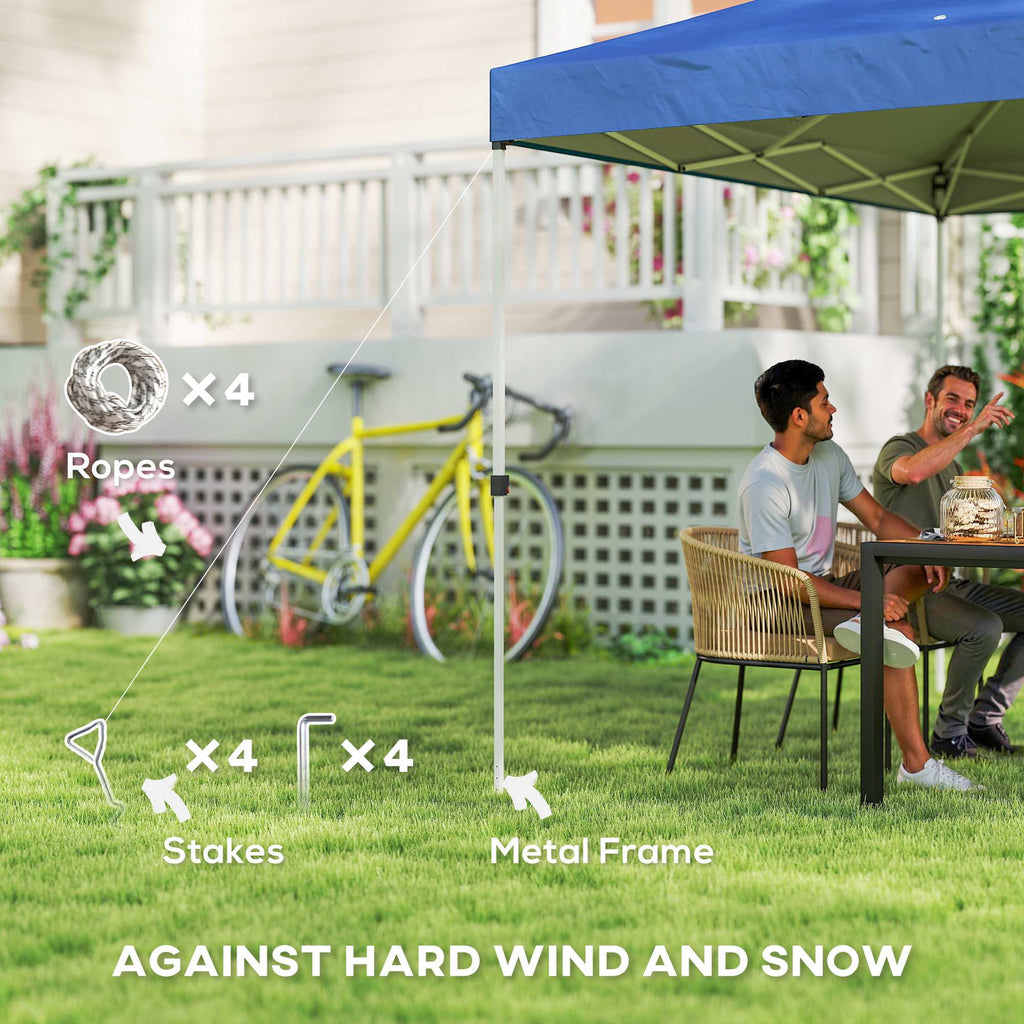 Pop Up Canopy Waterproof Canopy Tent with Carrying Bag for Parties Garden BBQs 9.8' x 9.8', Blue
