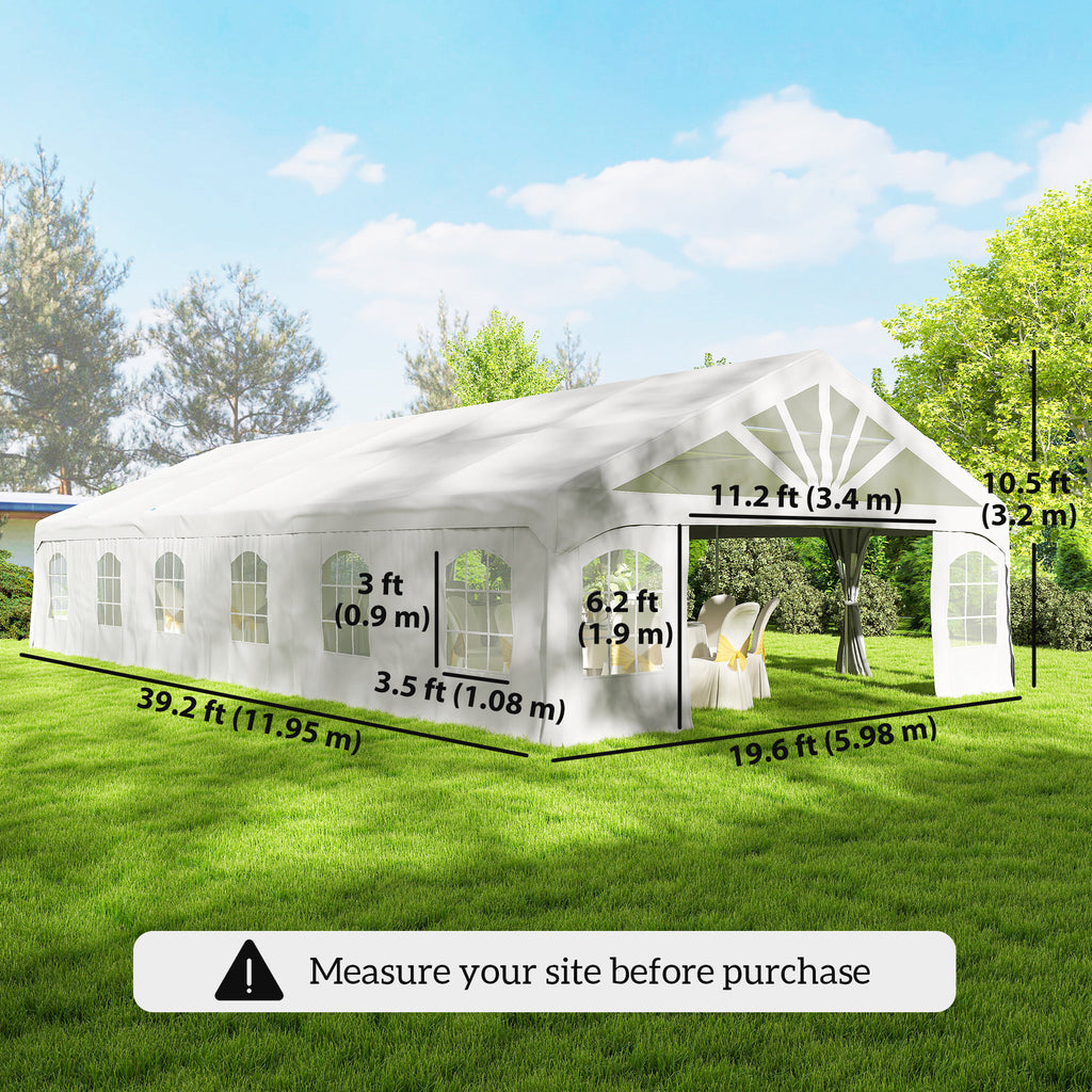 Heavy Duty Party Tent, 20' x 40' Large Sun Shade Canopy Tent for Parties, Wedding, Events, BBQ Grill, White