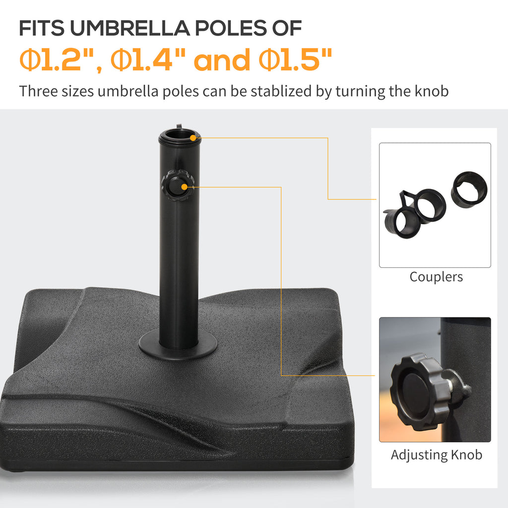 44lbs Square Cement Patio Umbrella Base Stand, Outdoor Garden Parasol Base Umbrella Weight Stand Holder Fits Î¦1.3", Î¦1.5" and Î¦2.0" Pole - Black