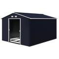 11' x 9' Metal Storage Shed Garden Tool House with Double Sliding Doors, 4 Air Vents for Backyard, Patio, Lawn Dark Grey