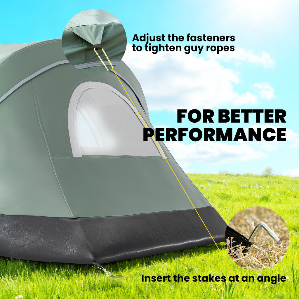5 Person Family Tent, Outdoor Camping Tent with Lighting Hook, Carrying Bag for Camping, Hiking and Travelling, Green