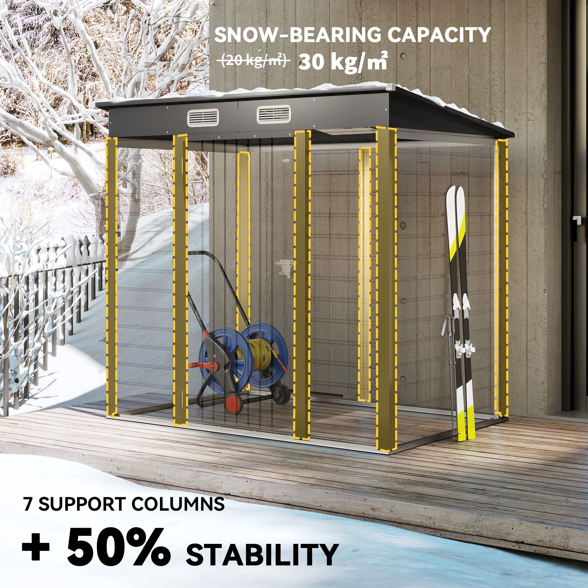 6 x 4FT Galvanized Garden Storage Shed, Metal Outdoor Shed with Double Doors and 2 Vents, Grey
