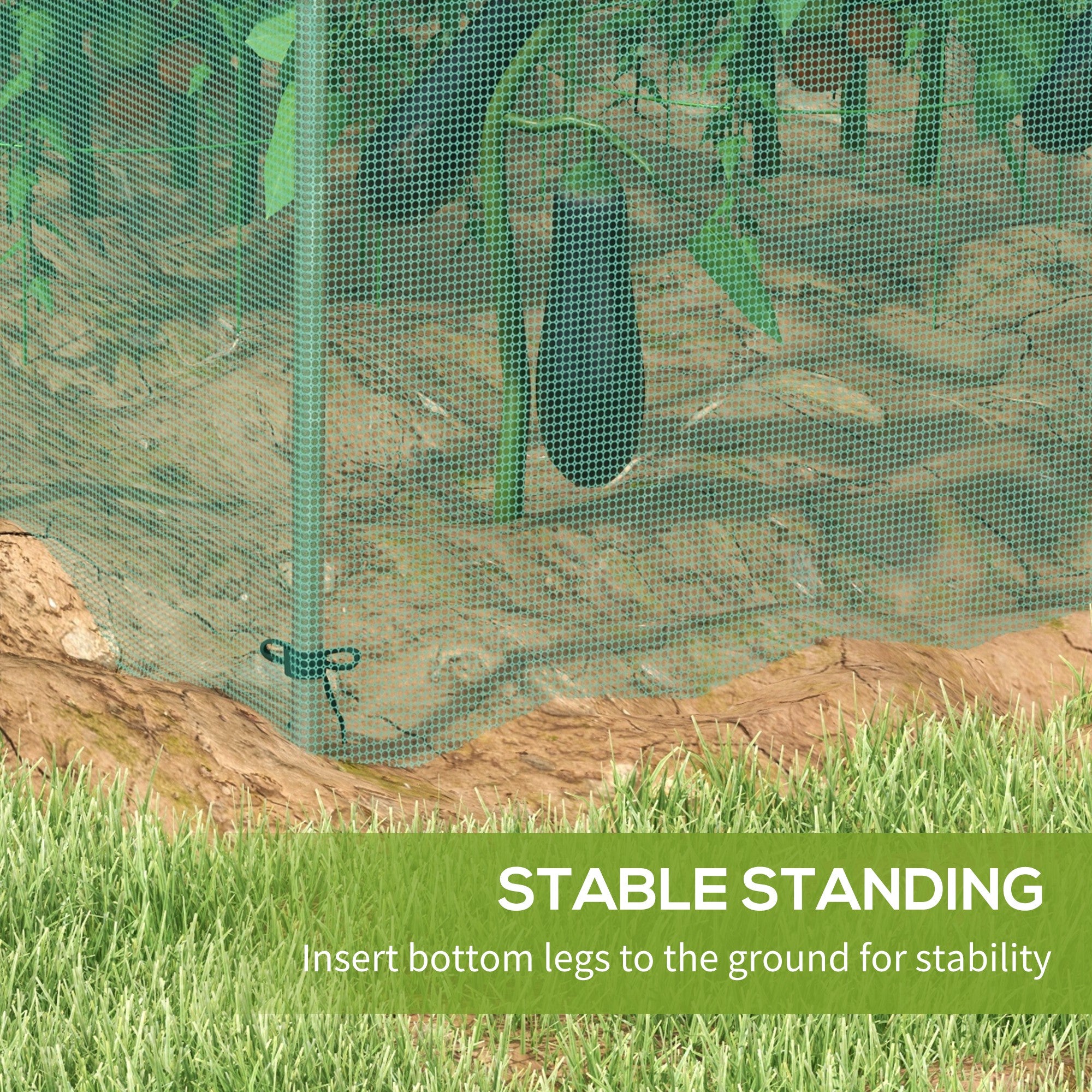 Galvanized Steel Crop Cage, Plant Protection Tent with Zippered Door, 12' x 4', Green