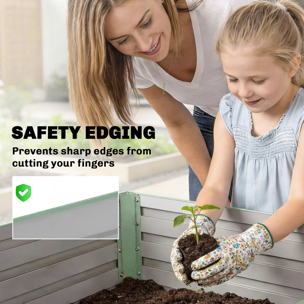 8' x 4' x 2' Raised Garden Bed, Galvanized Planter Box for Growing Flowers, Herbs and Vegetables, Light Green
