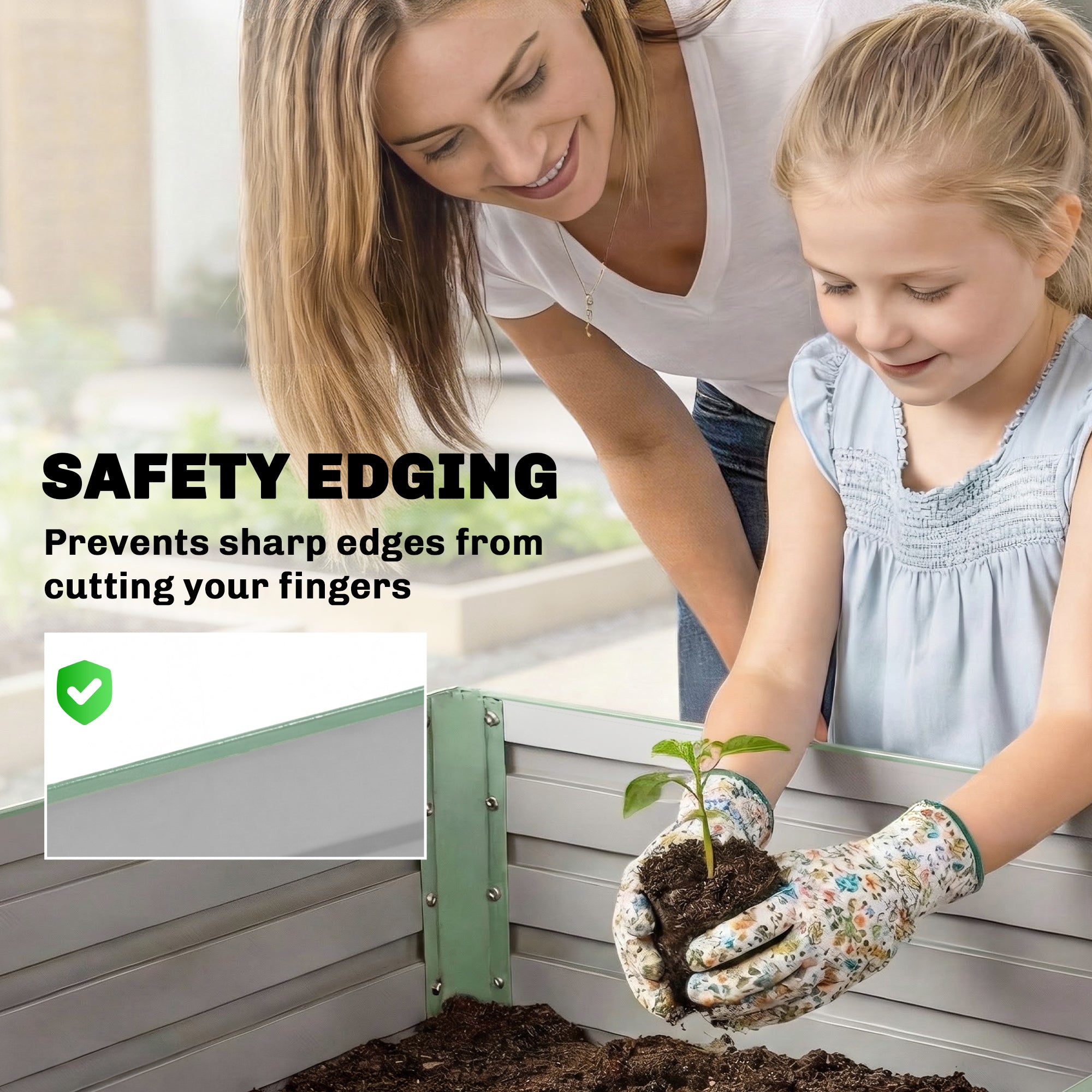 8' x 4' x 2' Raised Garden Bed, Galvanized Planter Box for Growing Flowers, Herbs and Vegetables, Light Green