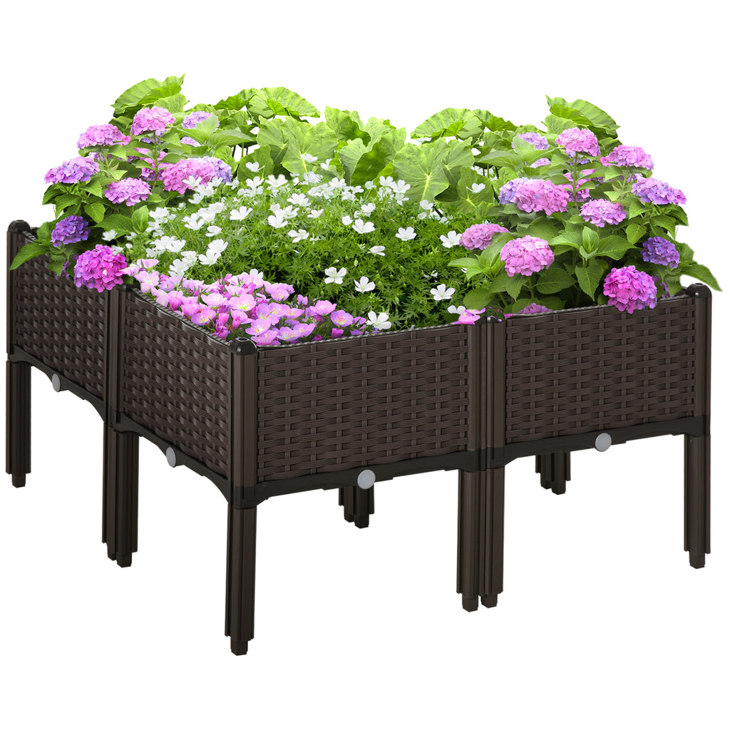 4-piece Raised Garden Bed PP Raised Flower Bed Plant Stand Stackable Vegetable Herb Grow Box