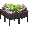 4-piece Raised Garden Bed PP Raised Flower Bed Plant Stand Stackable Vegetable Herb Grow Box