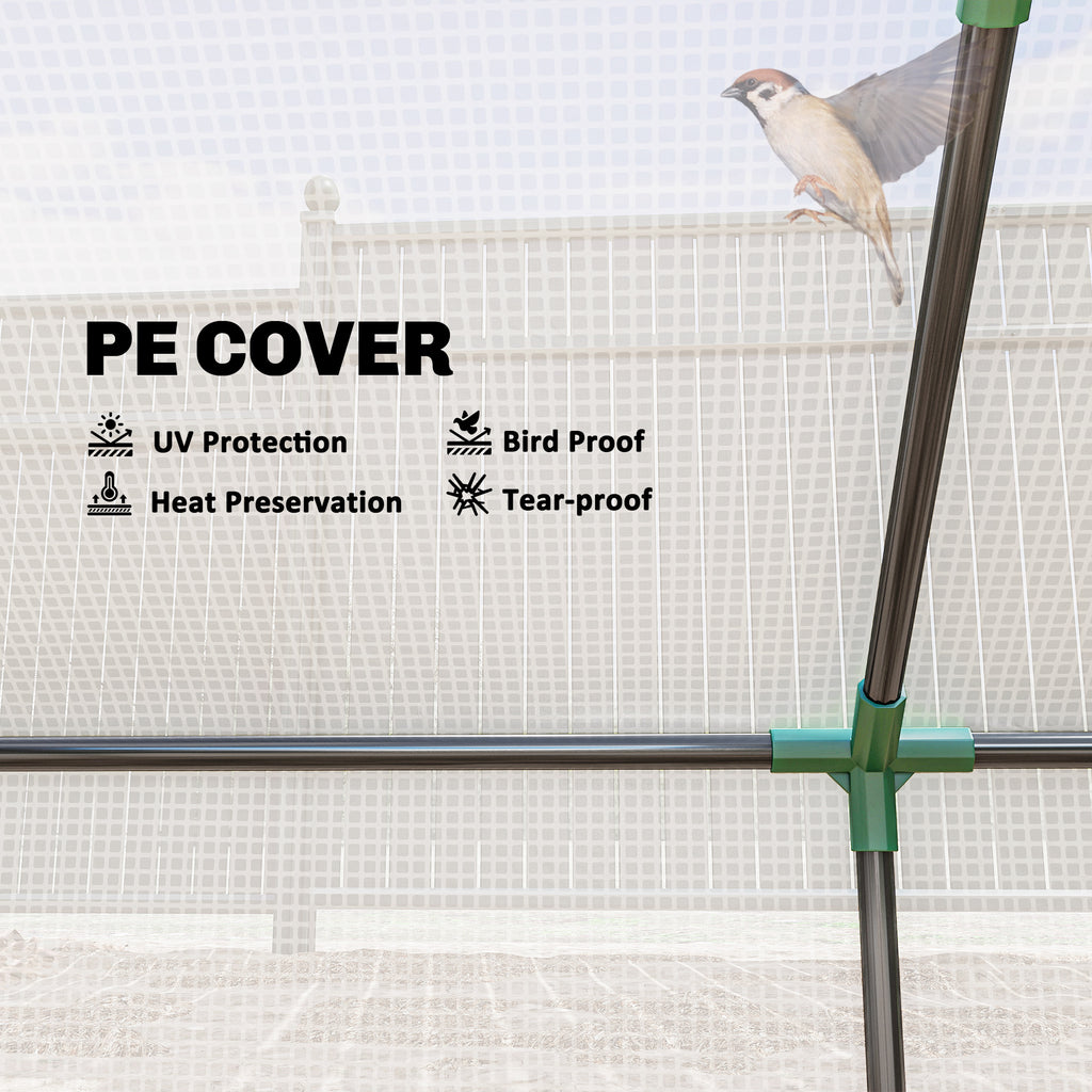 Portable Mini Tunnel Greenhouse Garden Warm House with 2 Windows Steel Frame PE Cover, 47" x 24" x 24", White