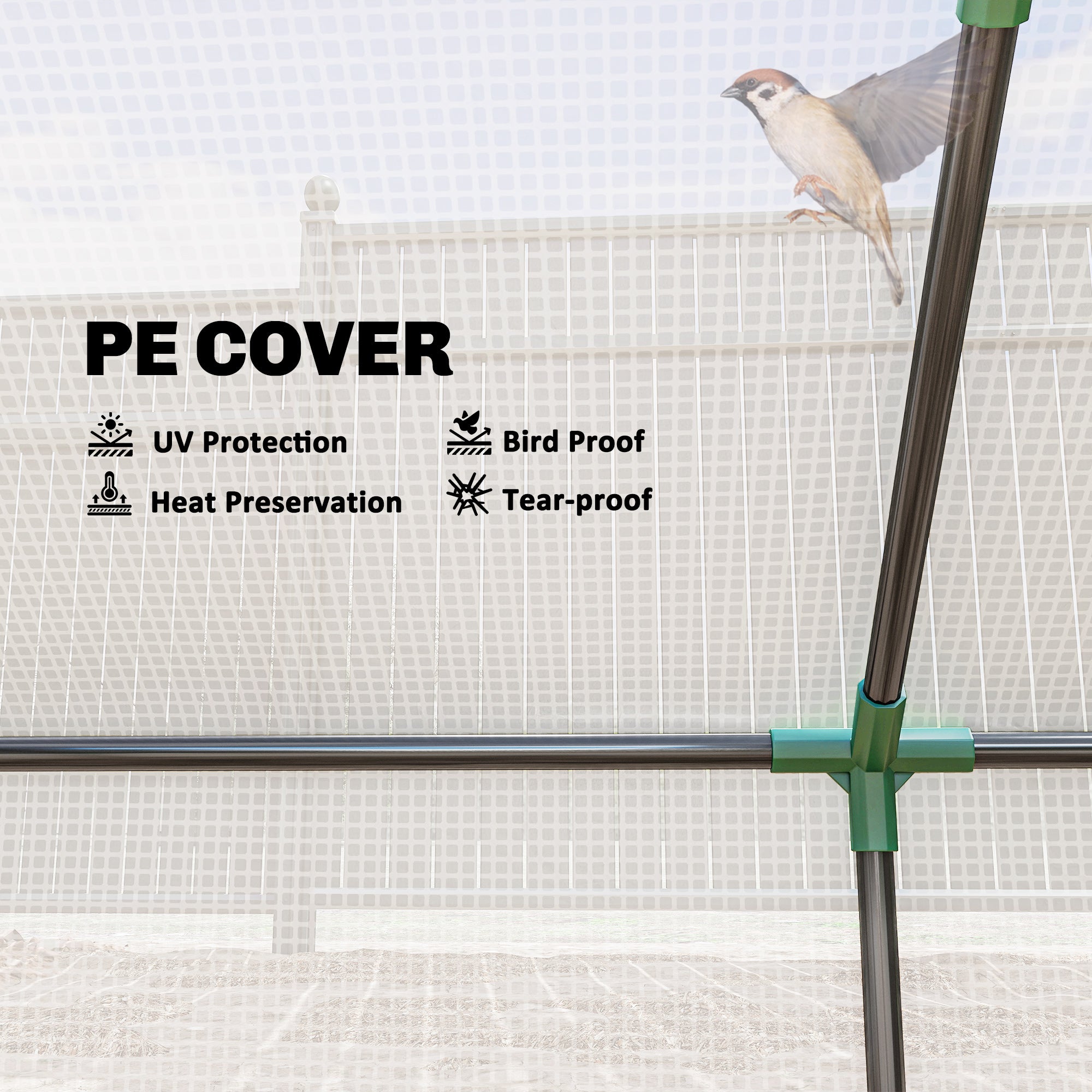 Portable Mini Tunnel Greenhouse Garden Warm House with 2 Windows Steel Frame PE Cover, 47" x 24" x 24", White