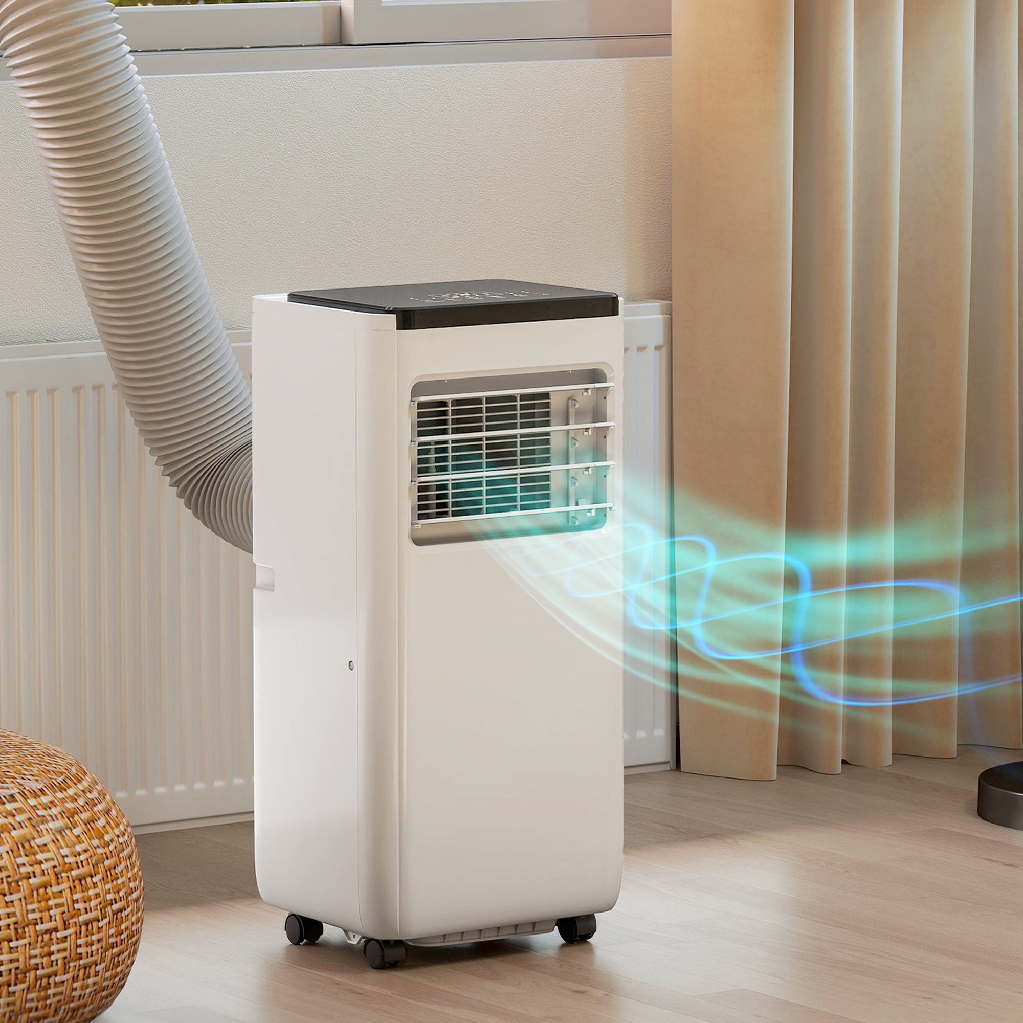 10000 BTU Portable 4-in-1 Air Conditioner with Cool, Dehumidifier, Fan, Sleep, WiFi Voice Remote Control, White
