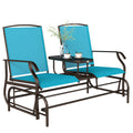 Patio Glider Rocking Chair 2 Person Outdoor Loveseat Rocker Garden Furniture Bench, Blue