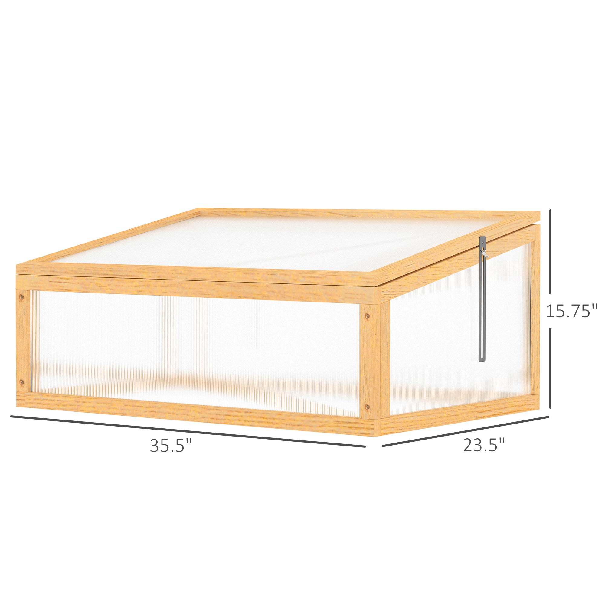 Wooden Cold Frame Greenhouse Garden Portable Raised Planter with Openable Top for Indoor, Outdoor, Flowers, Vegetables, Plants, 35.5"x23.5"x15.75", Light Brown