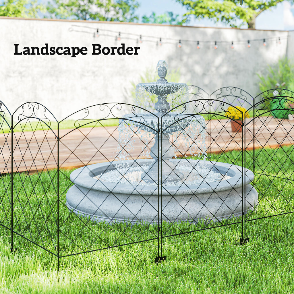 4 Pack Garden Fencing for Yard, Decorative Fence Panels as Animal Barrier and Flower Edging, Circle, Black