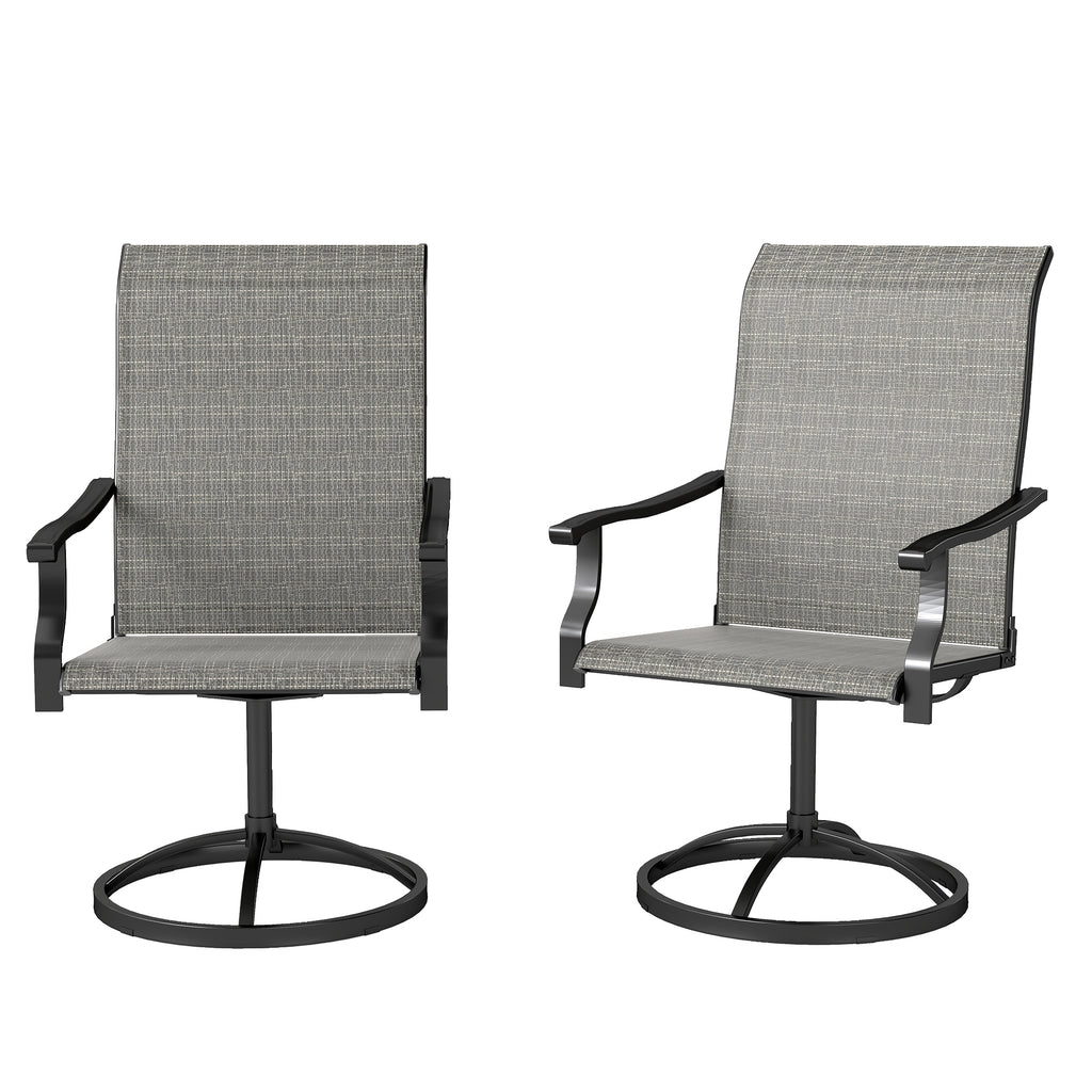 Outdoor Swivel Dining Chairs Set of 2, High Back Swivel Chairs with All Weather Mesh for Deck, Backyard, Poolside, Grey