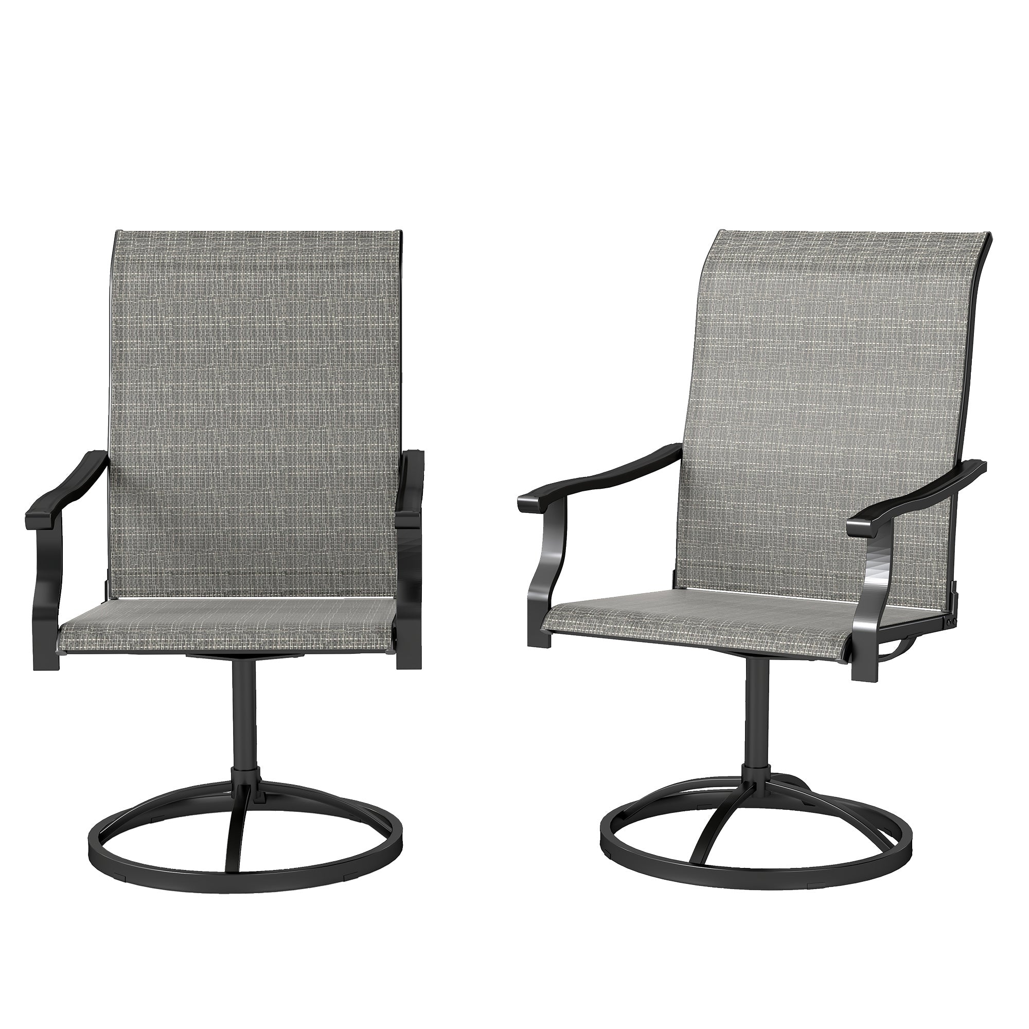 Outdoor Swivel Dining Chairs Set of 2, High Back Swivel Chairs with All Weather Mesh for Deck, Backyard, Poolside, Grey
