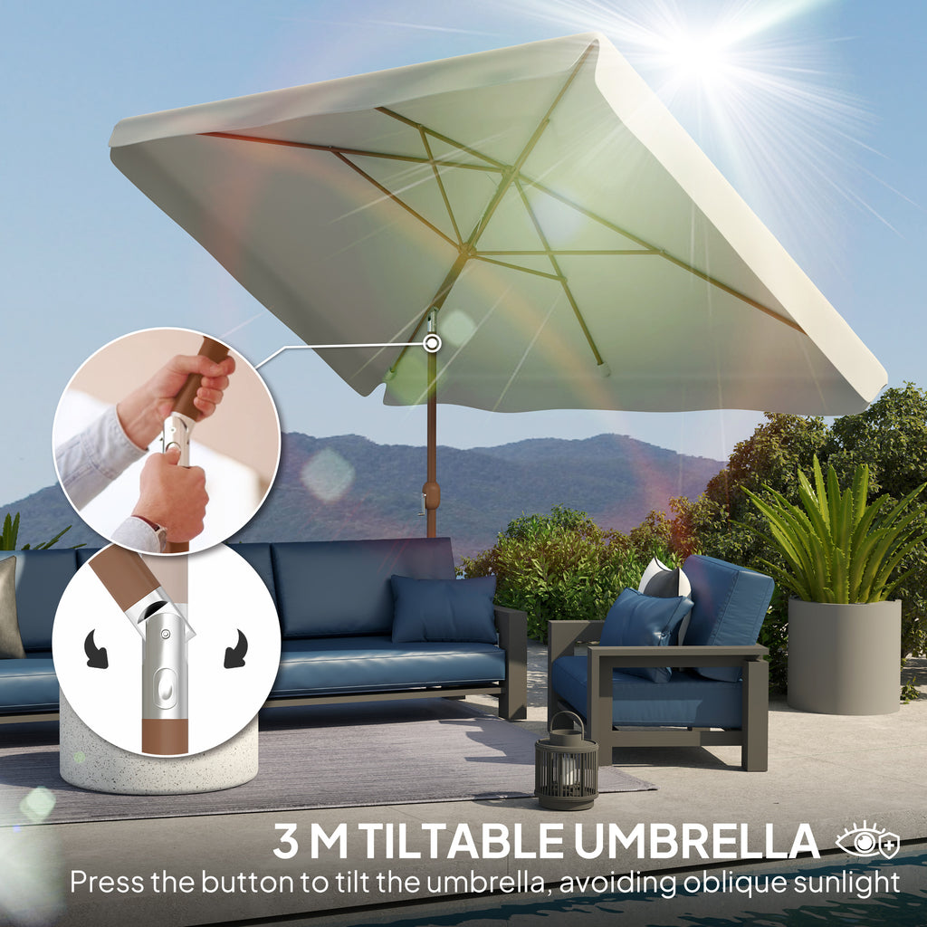 Patio Umbrella 118.1" x 78.7" Outdoor Parasol UV50+ Protection in White