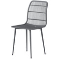 Outdoor Dining Chairs Set of 4, Patio Chairs with Slotted Backrest, Grey
