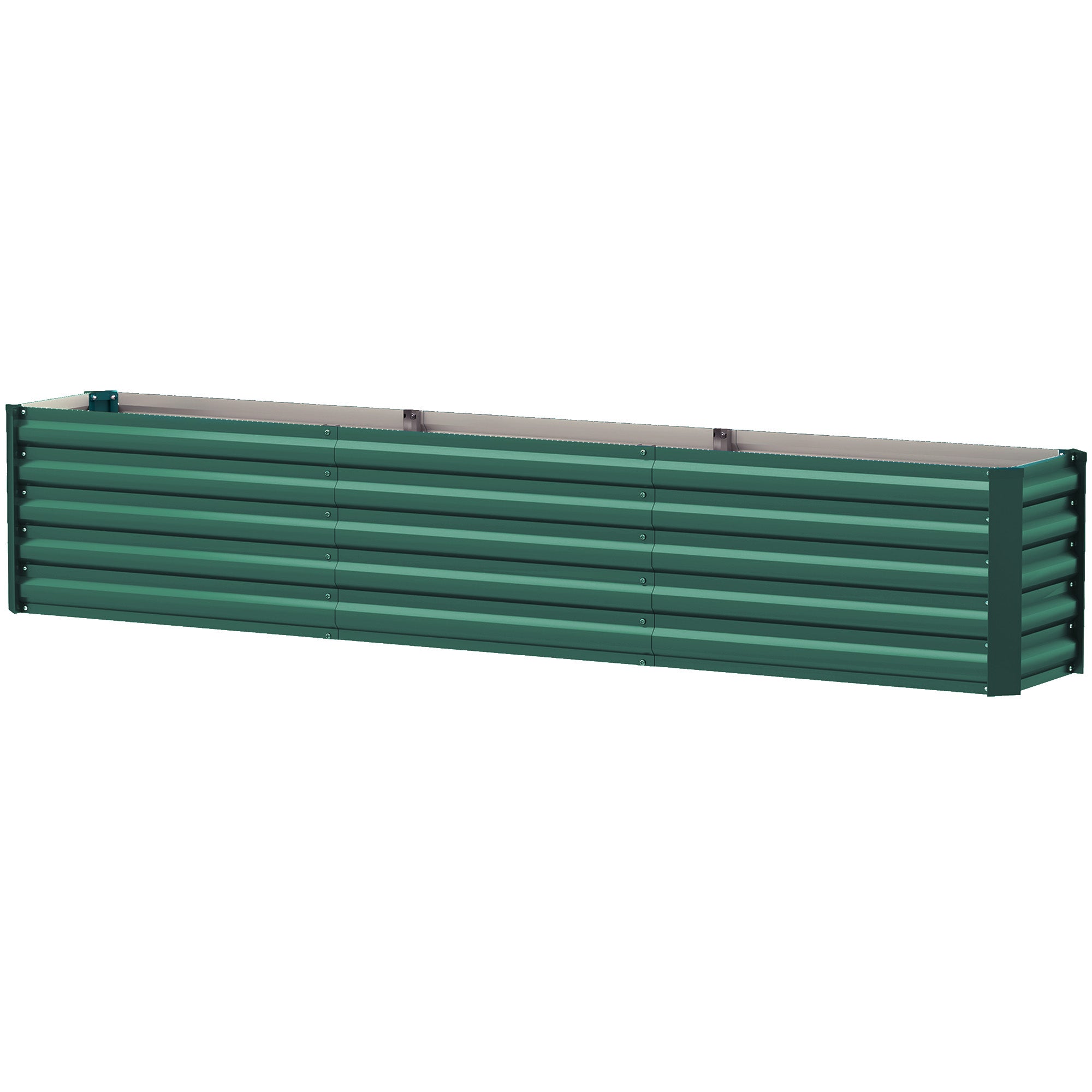 8 x 1.3 x 1.5ft Galvanized Raised Garden Bed, Reinforced Outdoor Planter Box with Open Bottom, Green
