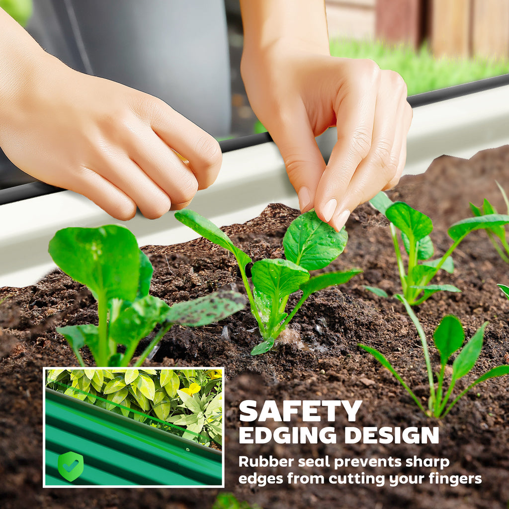 6' x 3' x 1' Large Outdoor Planter Box, Galvanized Raised Garden Bed with Metal Plant Stake, Green