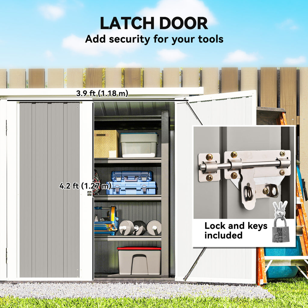 5' x 3' Metal Garden Storage Shed, Tool House with Double Doors for Backyard, Patio, Lawn