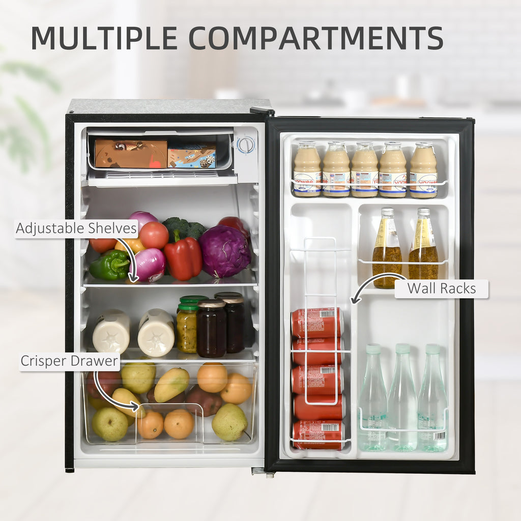 Compact Refrigerator, Mini Fridge with Freezer, Adjustable Shelf, Mechanical Thermostat and Reversible Door, Black