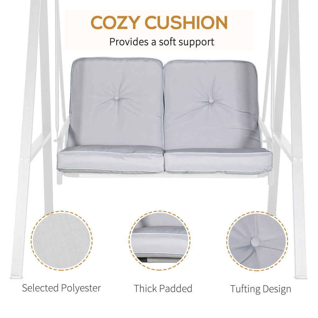 2-Seater Outdoor Porch Swing with Adjustable Canopy, Patio Swing Chair for Garden, Poolside, Backyard, Grey