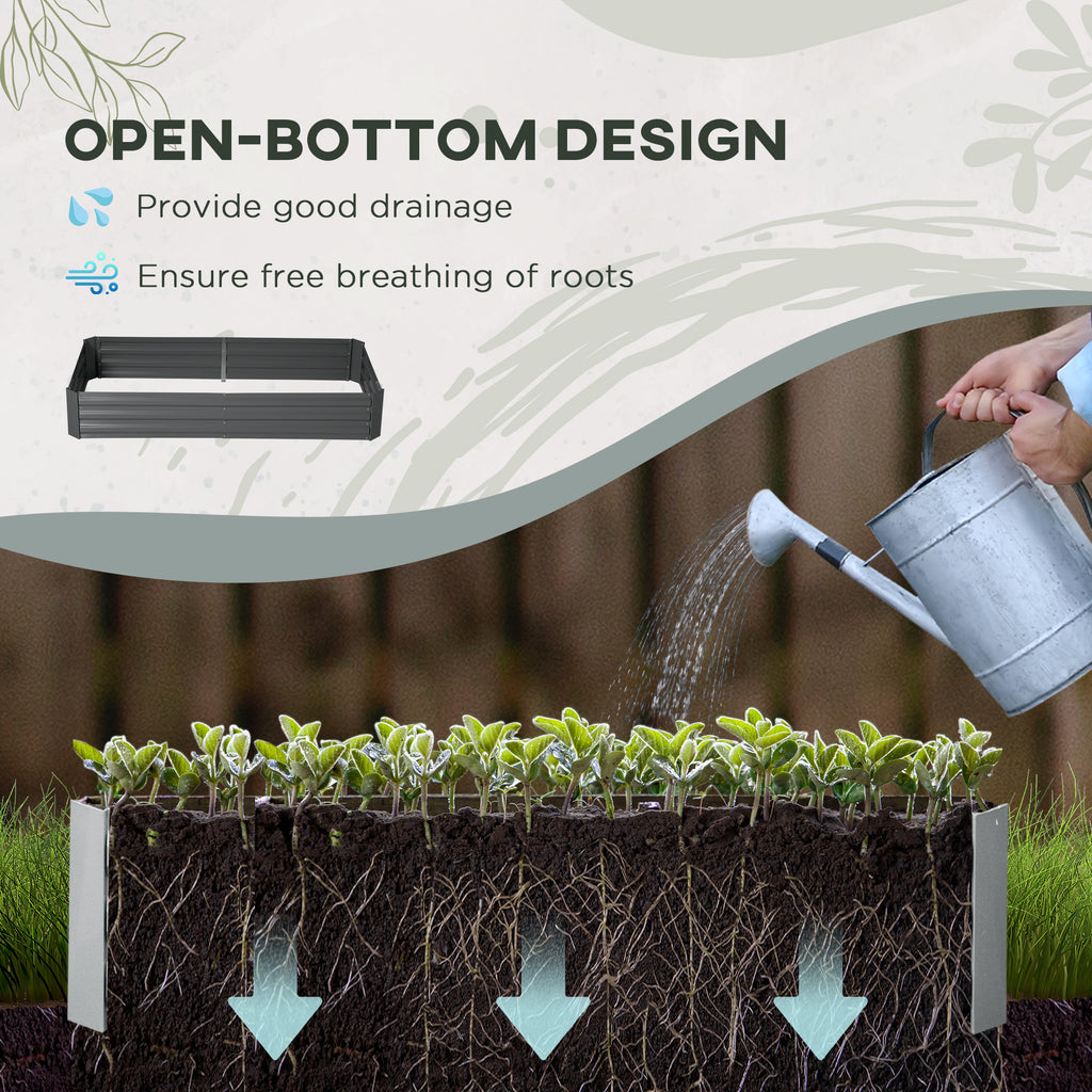 6' x 3' x 1' Raised Garden Bed with 2 Trellis Tomato Cages, Steel Frame Elevated Planter Box, Dark Grey