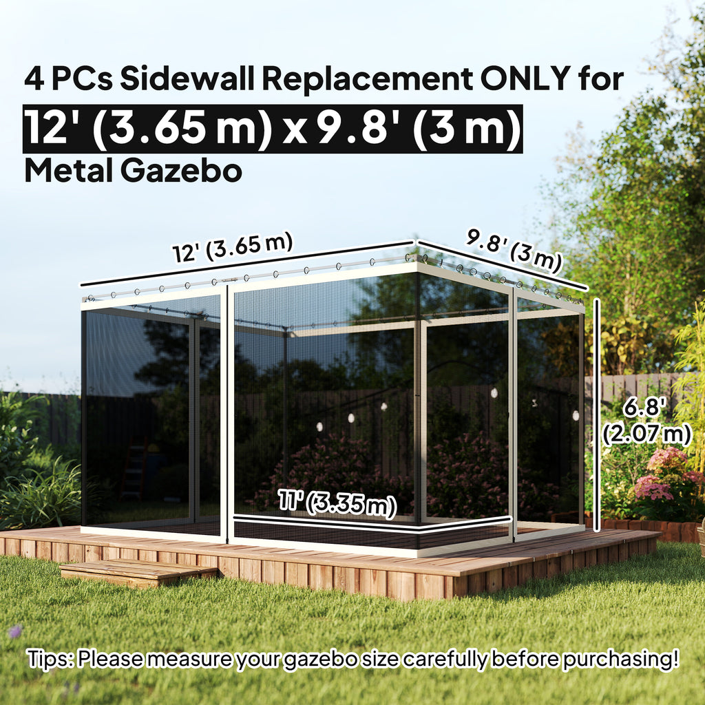 Replacement Mosquito Netting for Gazebo 10' x 12' Black Screen Walls for Canopy with Zippers, Cream White