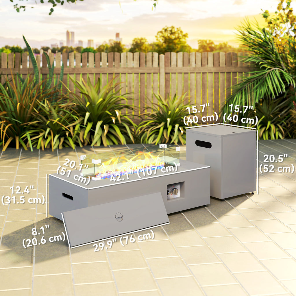 42" Propane Fire Pit Table 50,000 BTU Outdoor Gas Fire Table with Hideaway Propane Tank Holder, Waterproof Cover