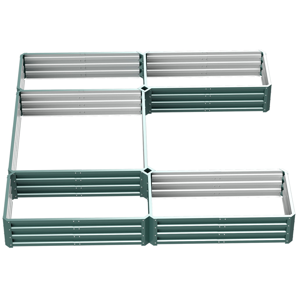Steel Raised Garden Bed, Set of 5 Large Box Planters for Outdoor Plants Vegetables Flowers Herbs, 8x8x1ft, Green