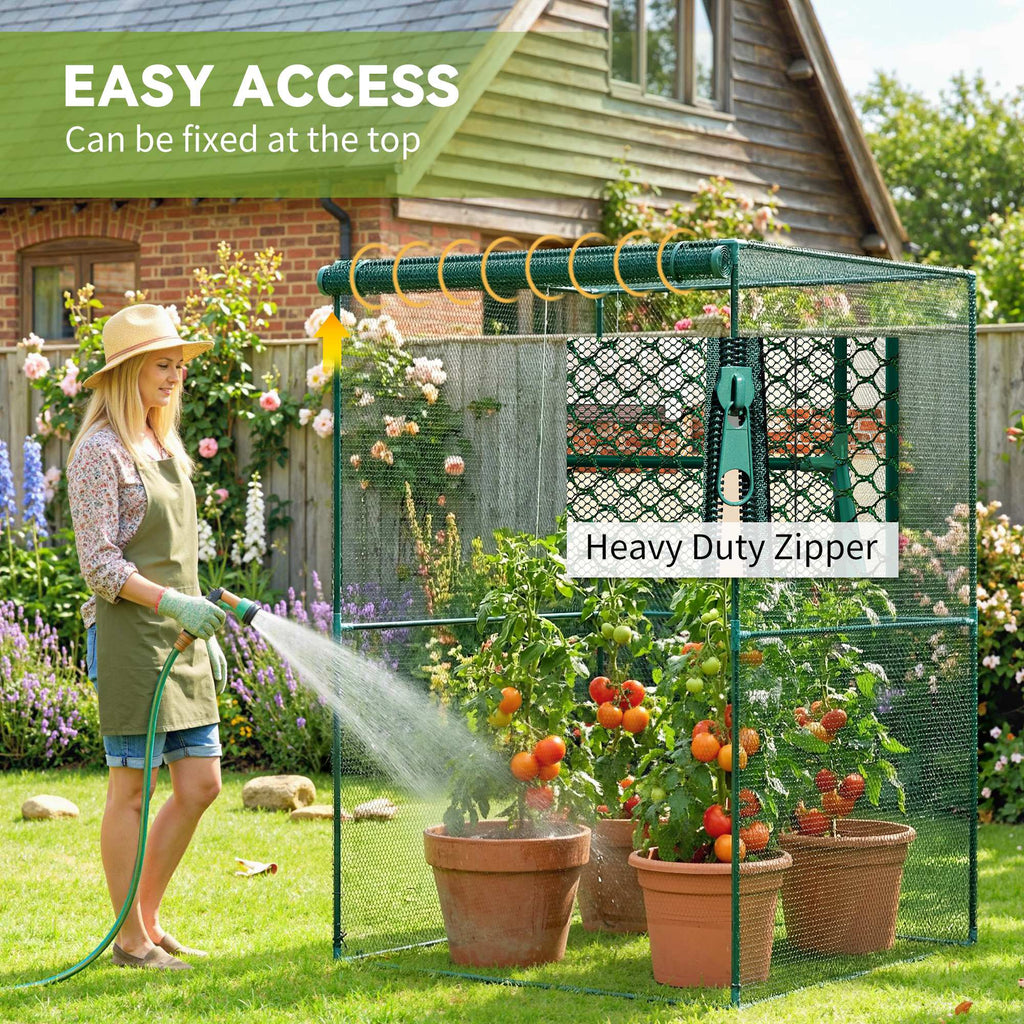 4' x 4' Walk-in Greenhouse, Garden Planting Warm House With Roll-Up Zipper Door for Seedlings Herbs Flowers, Dark Green