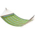 83" Patio Double Hammock, Wide Outdoor Hammock Bed Striped Fits 2 People Sunbed Camping hang Sleep w/ Pillow, White Stripe