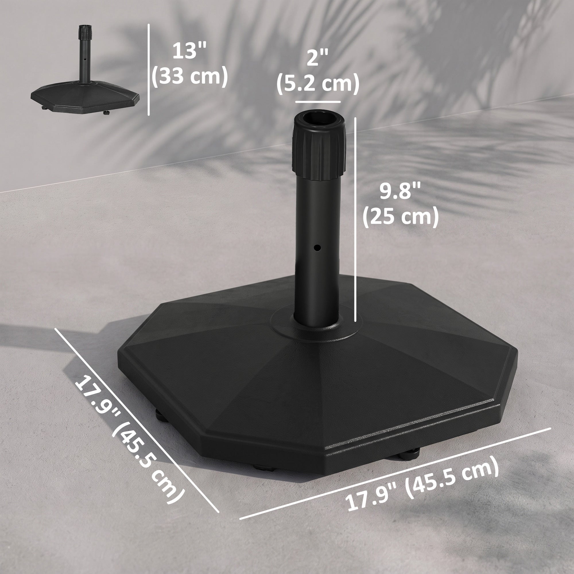 48lbs Concrete Square Patio Umbrella Base Weight, Outdoor Umbrella Stand Holder for Lawn, Deck, Backyard, Garden, Black