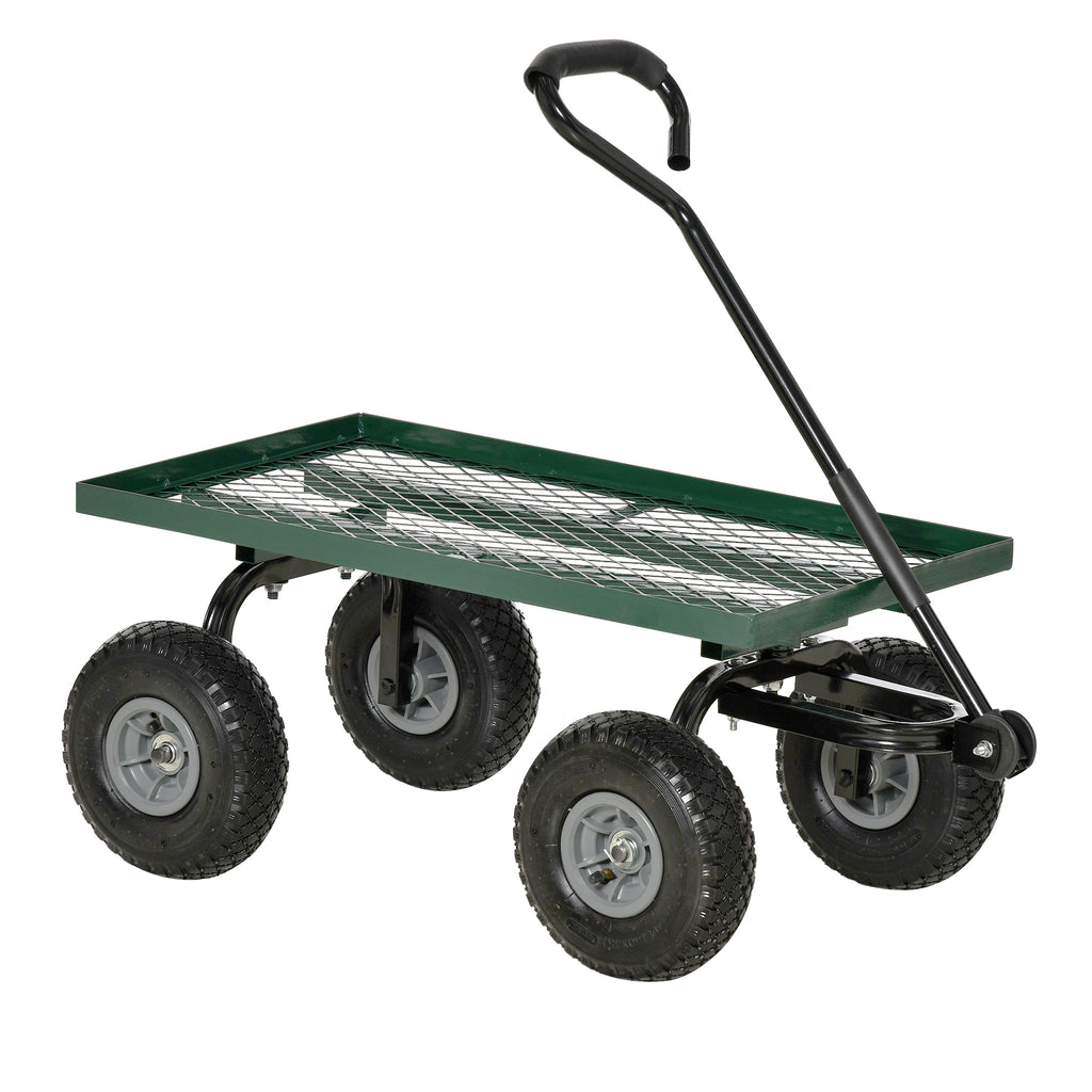 Heavy Duty Garden Wagon Cart with 10" Wheels, 330 lbs Capacity, for Garden, Beach, Lawn, Black