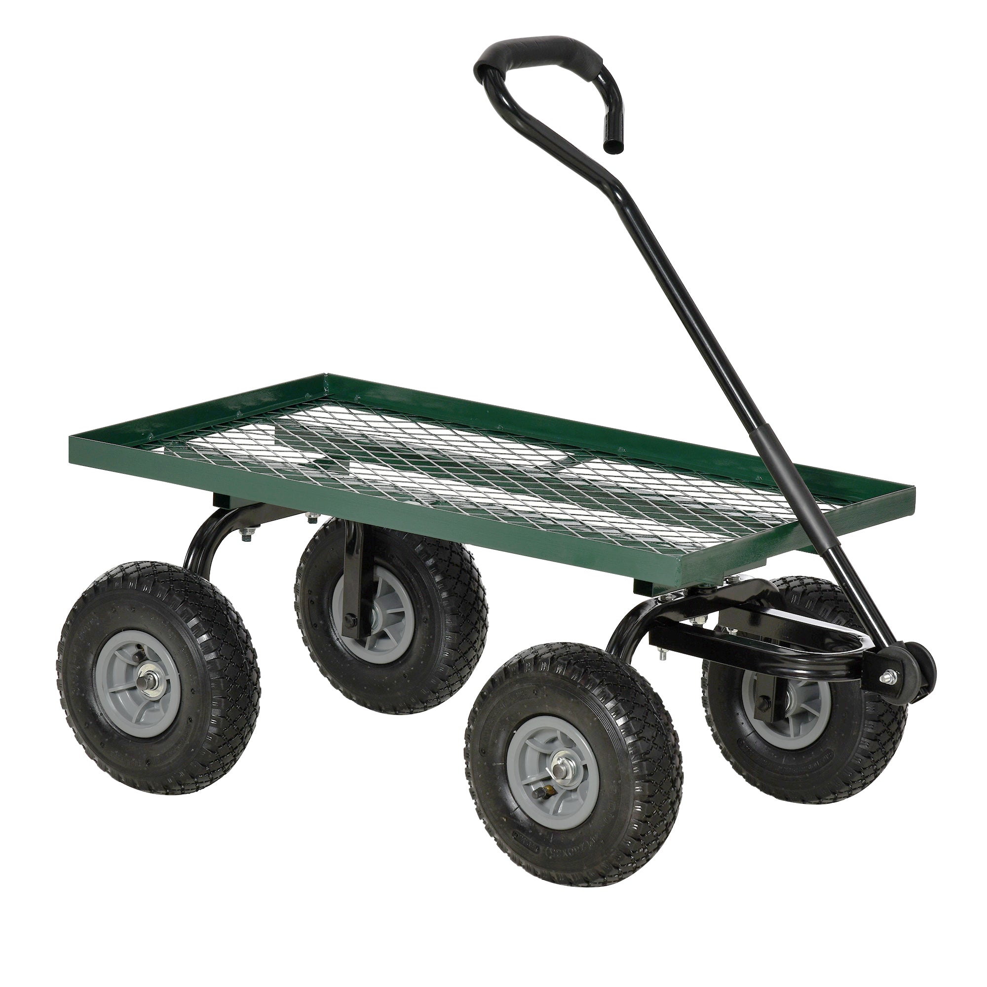 Heavy Duty Garden Wagon Cart with 10" Wheels, 330 lbs Capacity, for Garden, Beach, Lawn, Black