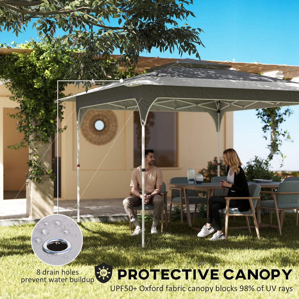 11.5 x 11.5 ft Pop Up Canopy Tent with 1-Button Push Easy Setup, UPF 50+ 2-Tier Instant Canopy with Carry Bag, Dark Grey