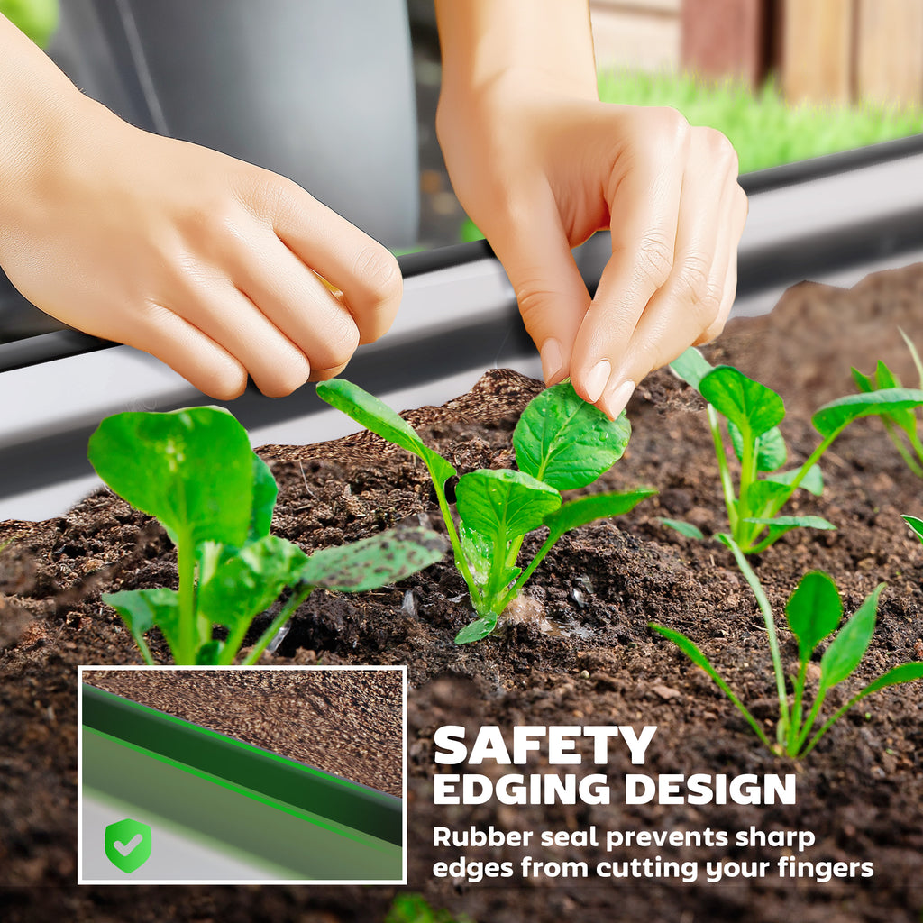 5' x 3' x 1' Large Outdoor Planter Box, Galvanized Raised Garden Bed with Metal Plant Stake, Silver