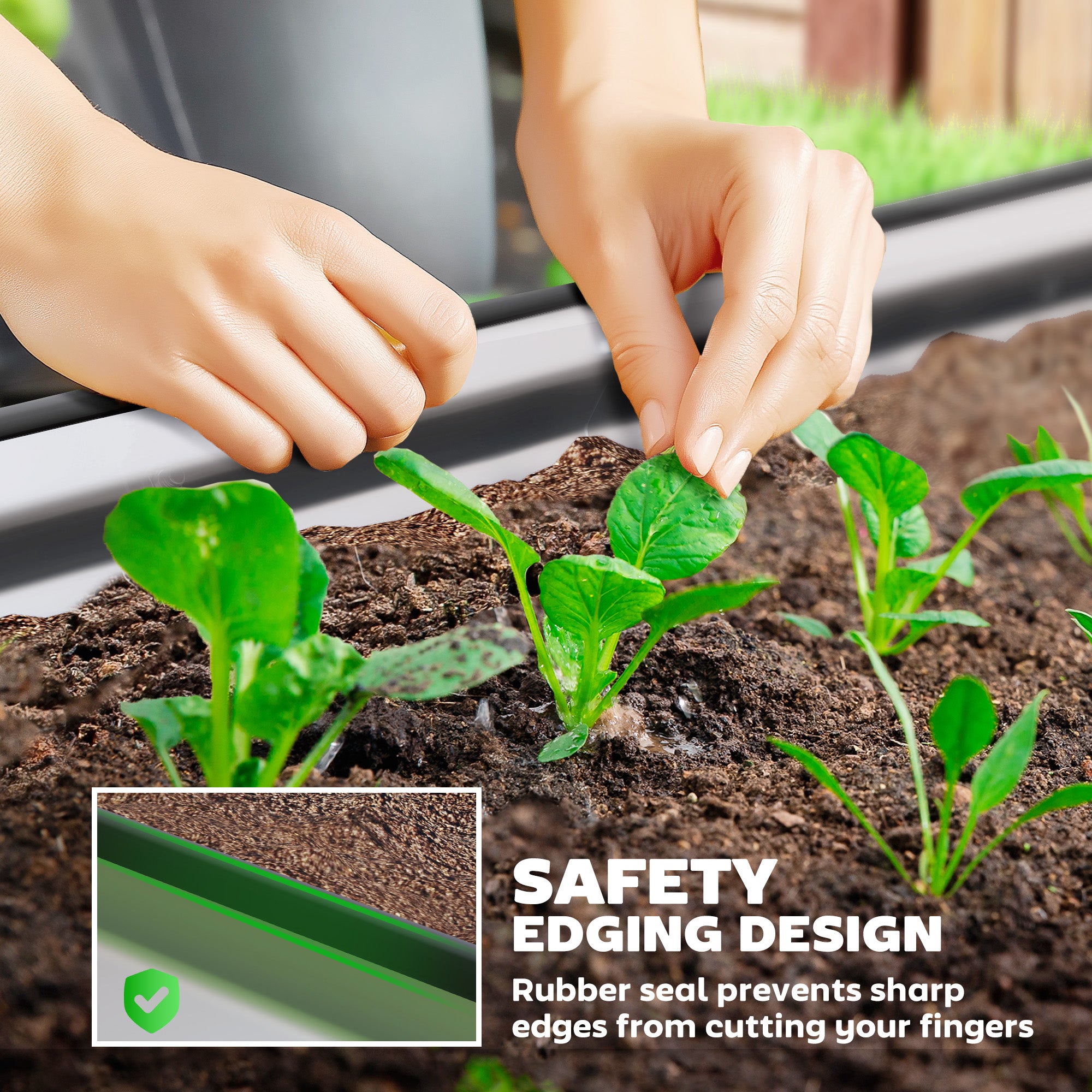 5' x 3' x 1' Large Outdoor Planter Box, Galvanized Raised Garden Bed with Metal Plant Stake, Silver