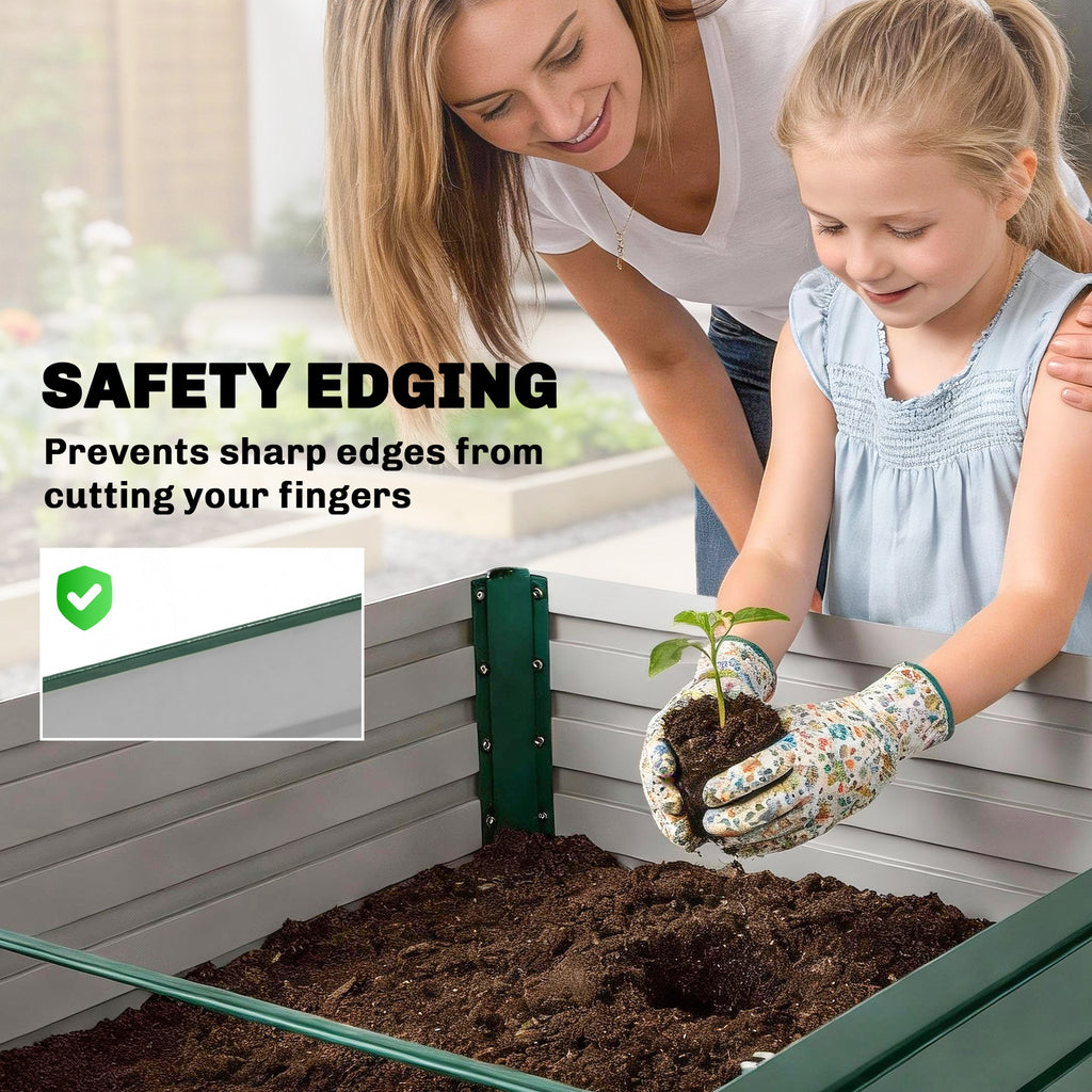 5' x 3' x 2' Raised Garden Bed, Galvanized Planter Box for Growing Flowers, Herbs and Vegetables, Green