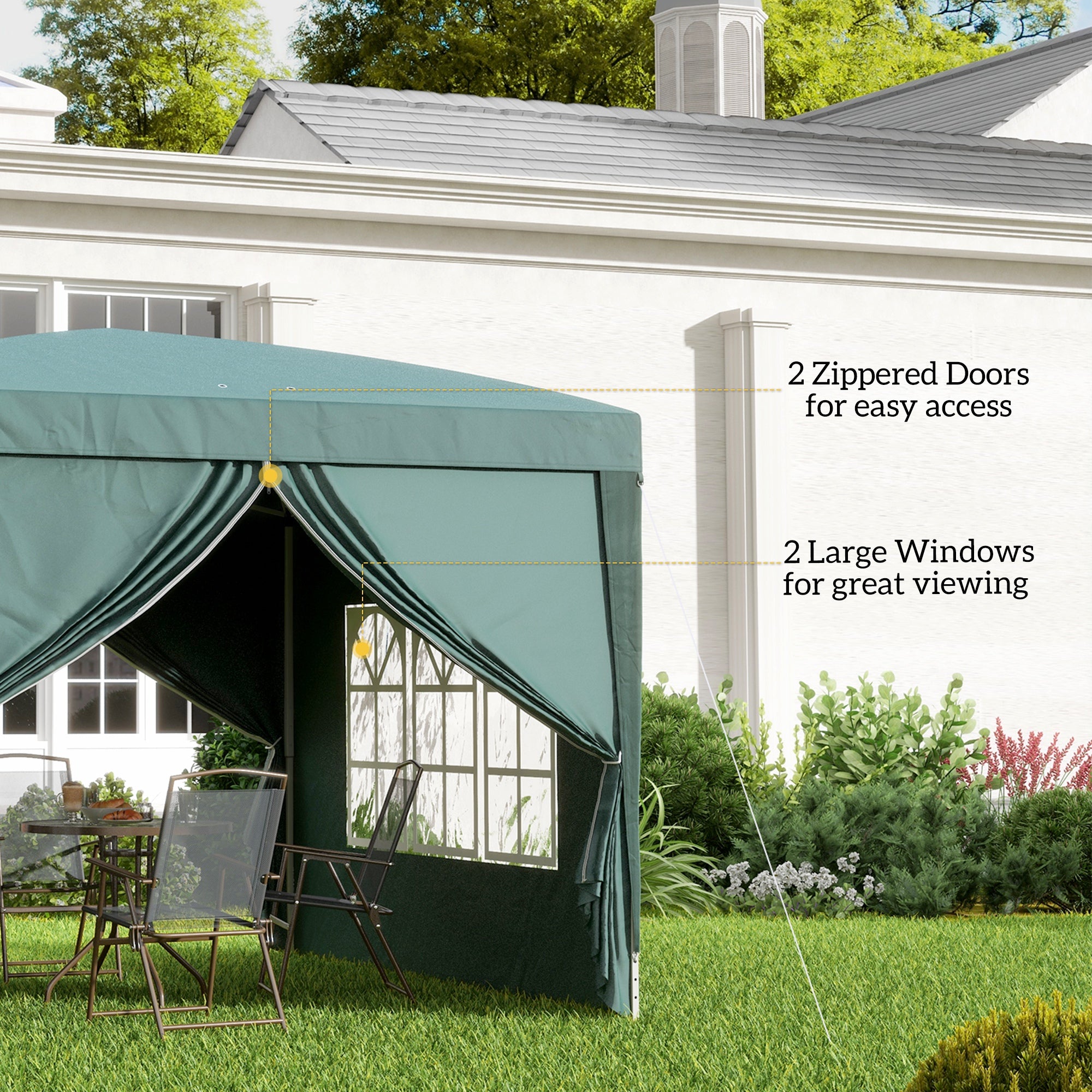 10'x10' Outdoor Pop Up Party Tent Wedding Gazebo Canopy with Carrying Bag (Dark Green)