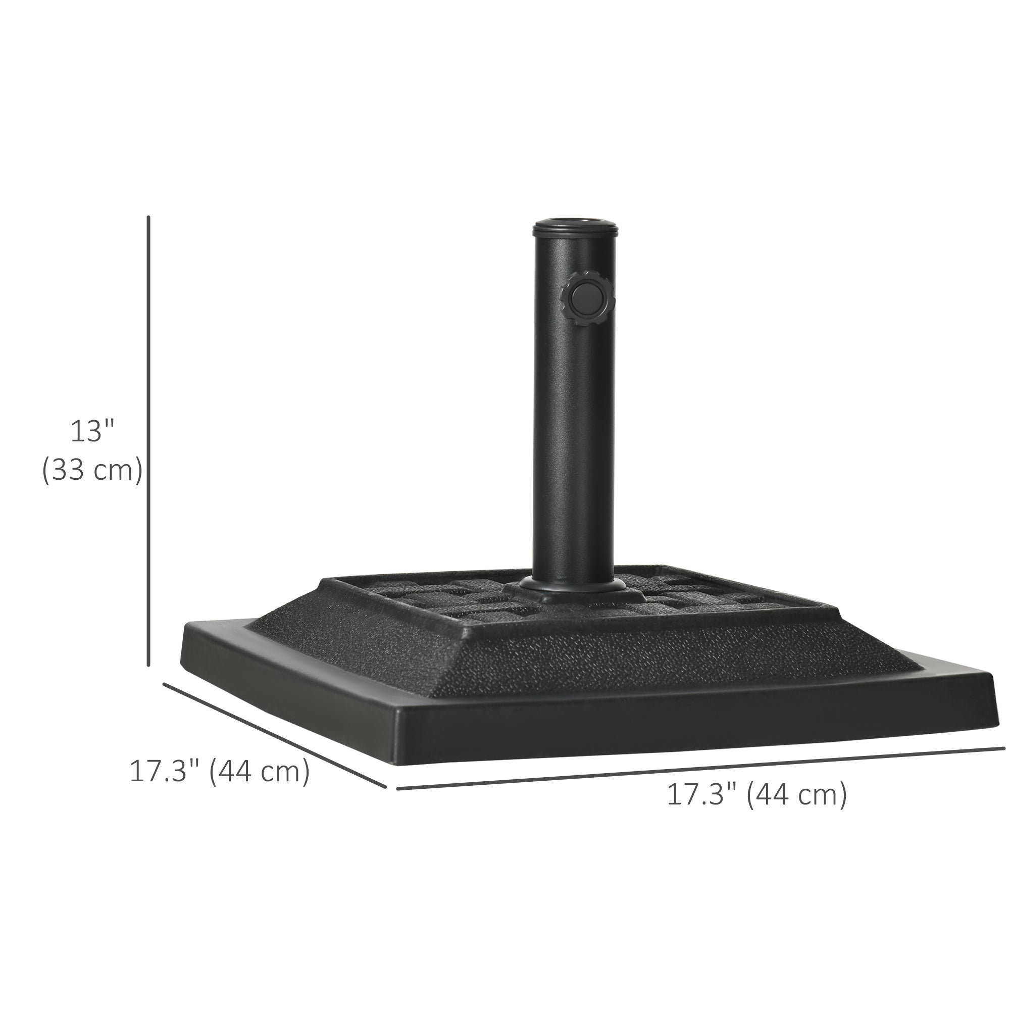 26 lb Heavy Duty Patio Umbrella Base, Square Resin Market Umbrella Stand for Outdoor, Garden, Backyard, Black