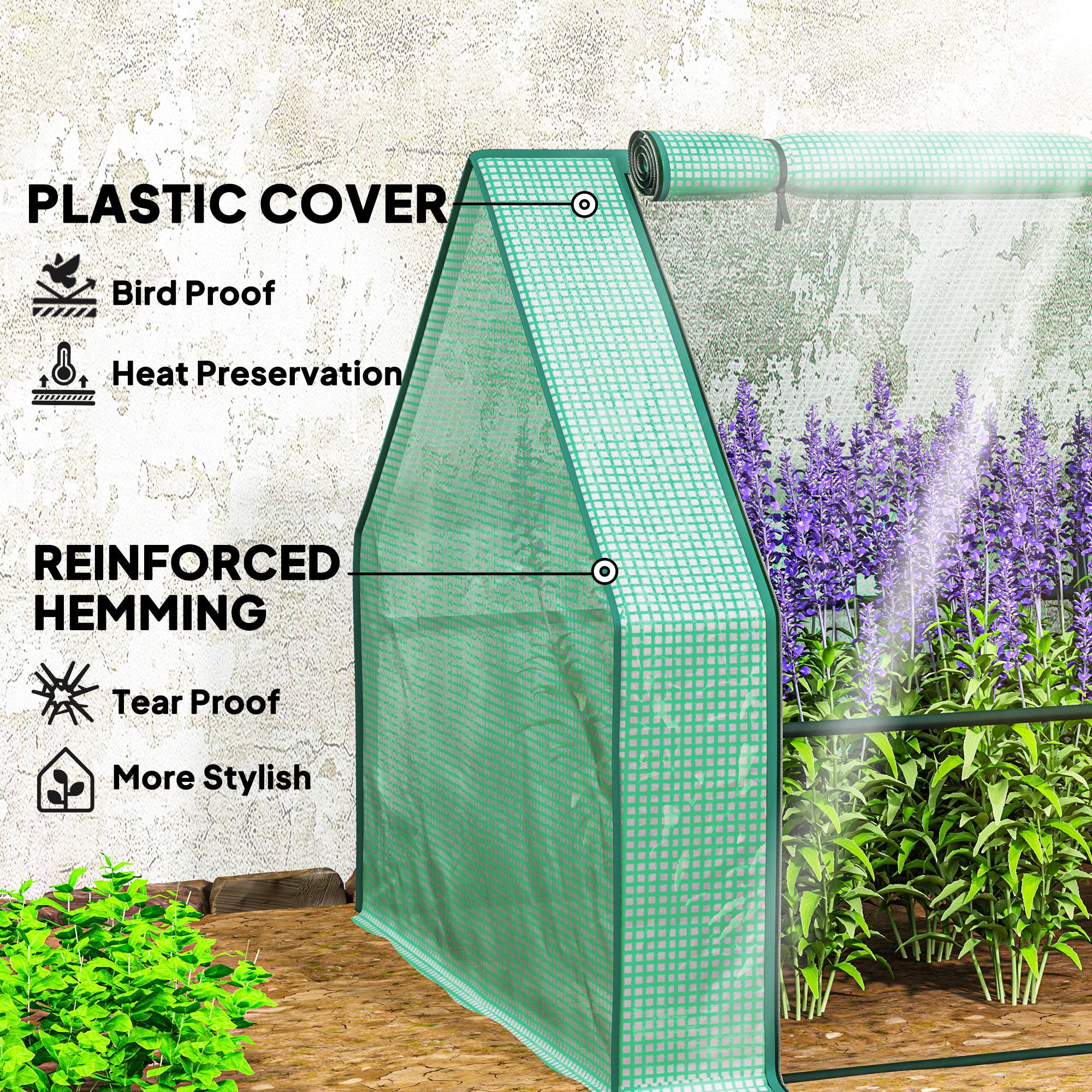 Portable Mini Greenhouse Tunnel Growing Tent Plants Flower Warm House w/ Zippered Roll-up Doors, Green