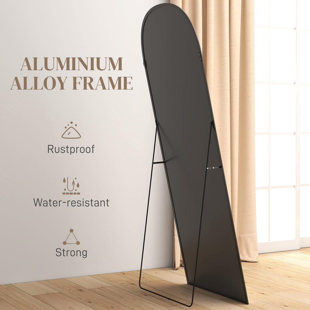 Arched Standing Mirror, 64" x 24" Full Length Mirror, Free Standing or Wall Mounted for Living Room, Bedroom, Black