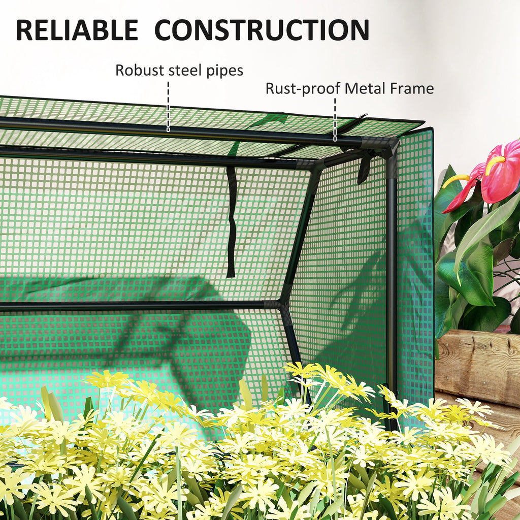Raised Garden Bed Planter with PE Greenhouse Cover, Elevated Garden Bed Box with Drainage Hole for Flowers, Black
