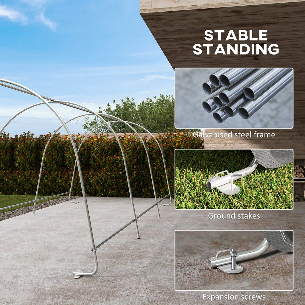 10' x 20' Portable Shed, Motorcycle Bike Tent with Roll-up Door, Galvanised Steel Frame for Garden Tools, Dark Grey