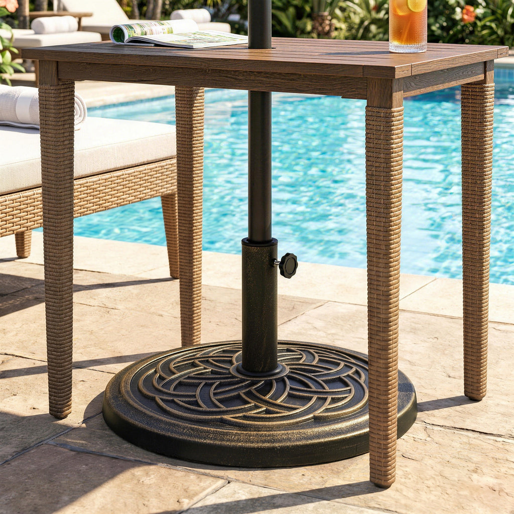 25 lb Heavy Duty Patio Umbrella Base, Round Market Umbrella Stand for Outdoor, Deck, Backyard, Garden, Bronze