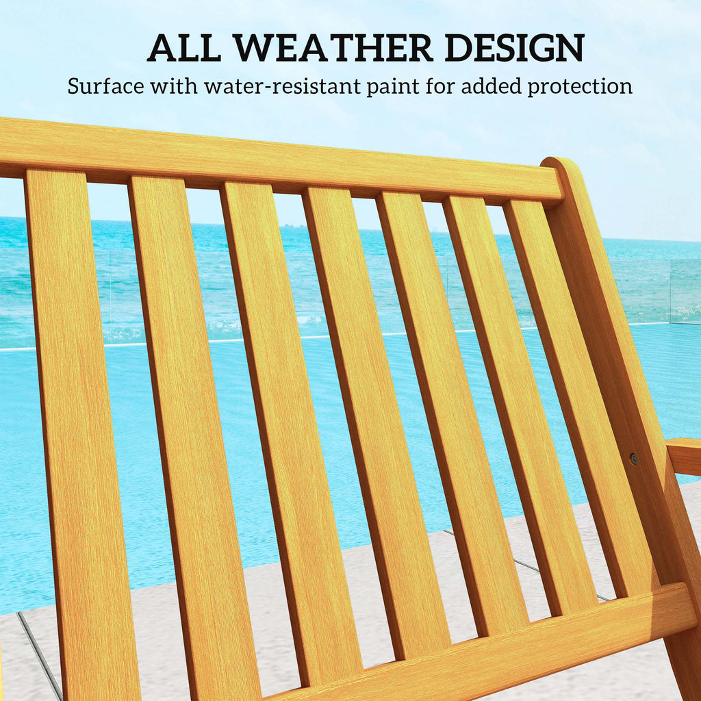 46.5" Foldable Wood Outdoor Bench with Backrest and Armrests for Outdoors, Patio, Porch, Park, Teak
