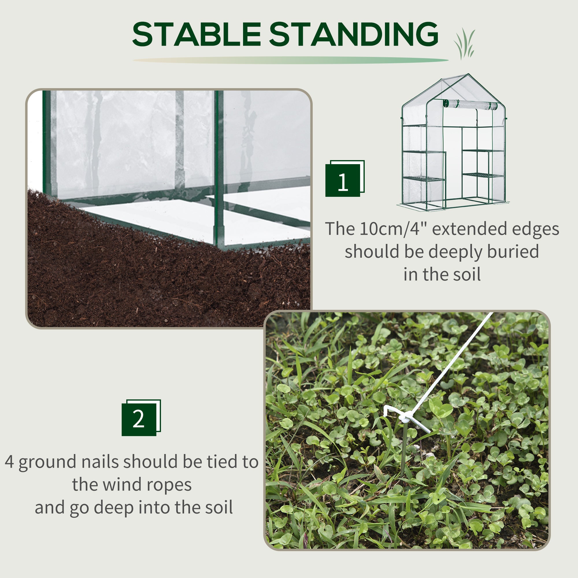 56" x 29" x 77" Walk-in Greenhouse, Mini Greenhouse with 4 Shelves, Roll-Up Door and Weatherized Cover, Clear